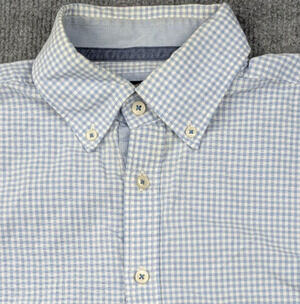 Fynch Hatton Button Down Shirt Mens Medium 39/40 Blue Plaid Check Preppy Cotton
